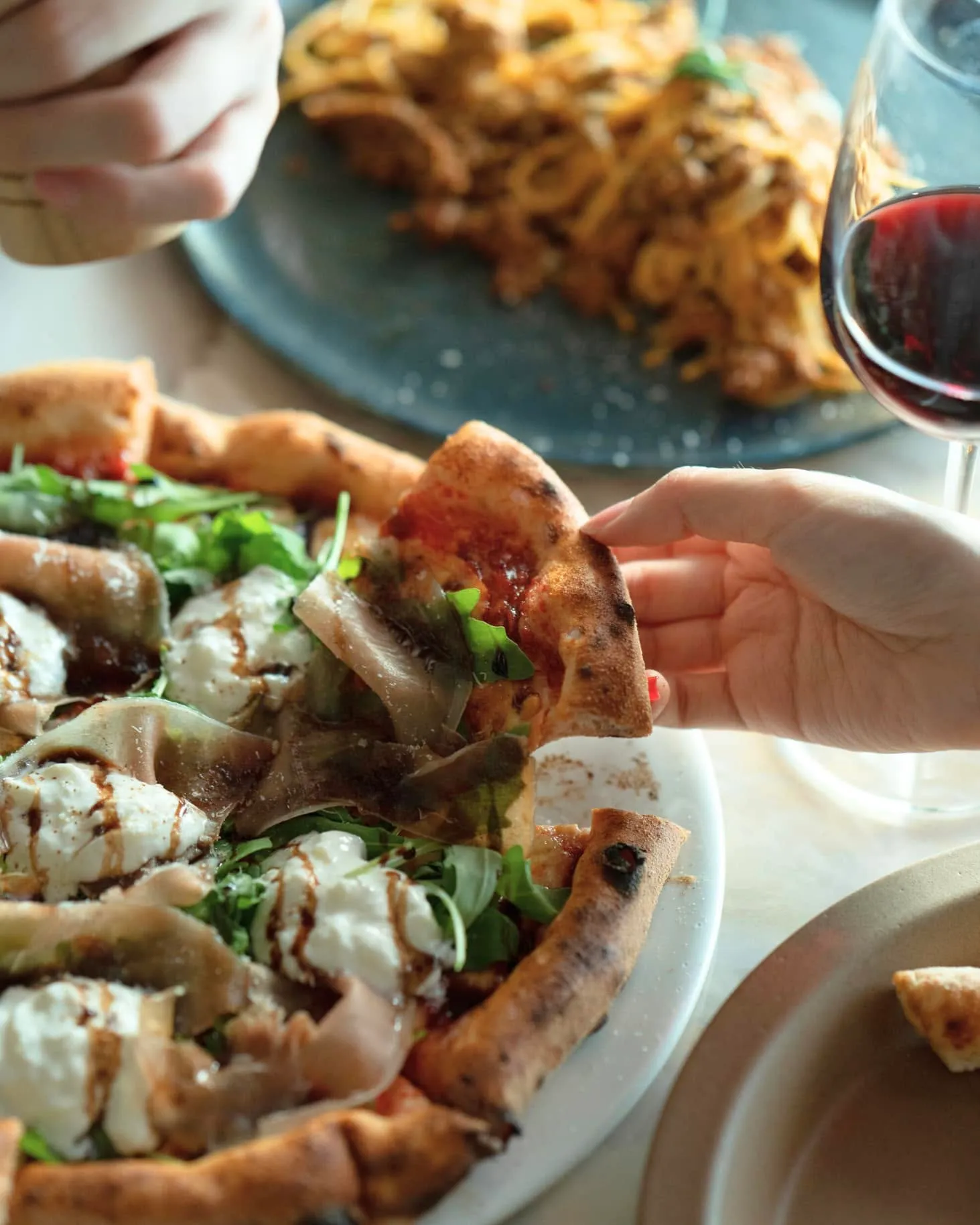 Parma Rocket, prosciutto and wild rocket with stracciatella and balsamic